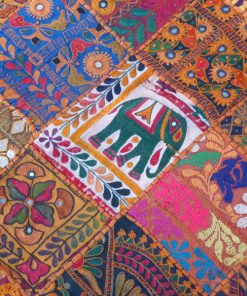 Alternative view of Vintage Spiegel Patchwork Wandbehang "Kutch" Gelb 265x225